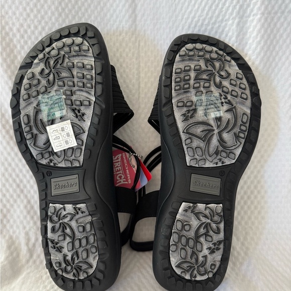 Skechers Memory Foam Stretch Wide Fit Black Suede Strappy Sandals Size 9 Women - Picture 6 of 10